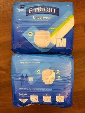 Adult Underwear Pull-On Briefs - Medium -20 count per package (2 packs) (40)